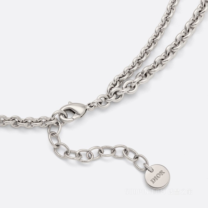 CD Navy 项链 银色饰面金属