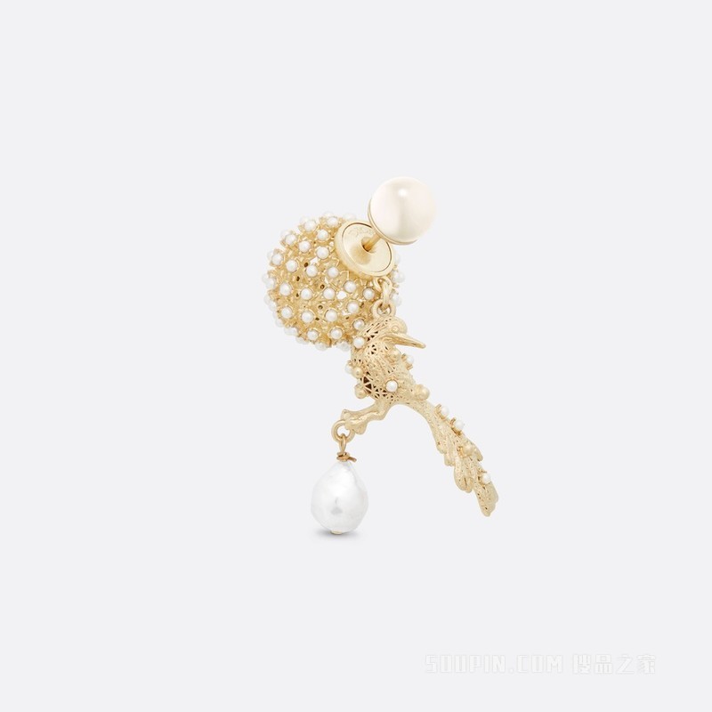 Dior Tribales 耳环 金色饰面金属 白色珍珠和白色树脂珠饰