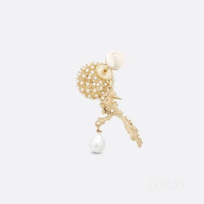 Dior Tribales 耳环 金色饰面金属 白色珍珠和白色树脂珠饰