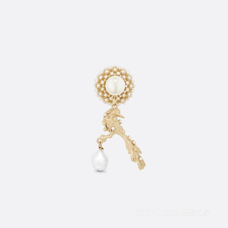 Dior Tribales 耳环 金色饰面金属 白色珍珠和白色树脂珠饰