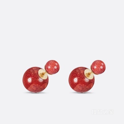 Dior Tribales 耳环 金色饰面金属和珊瑚红色石饰