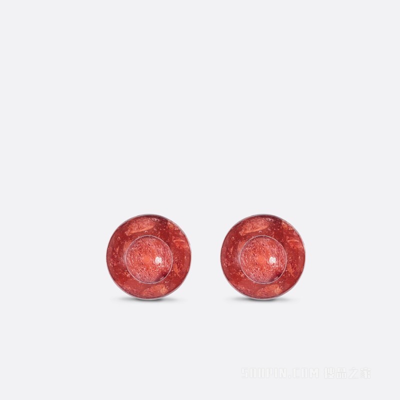 Dior Tribales 耳环 金色饰面金属和珊瑚红色石饰