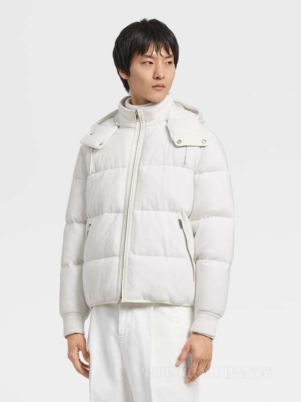 白色 Oasi Cashmere Lite 针织填充短夹克