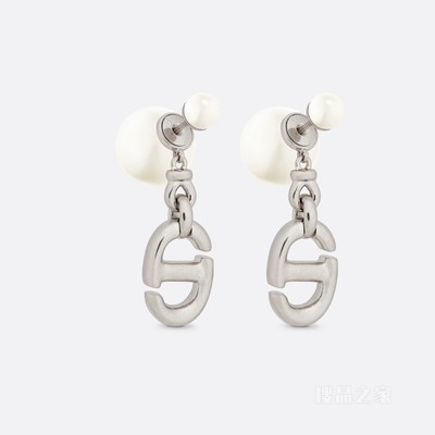 Dior Tribales 耳环 银色饰面金属和白色树脂珠饰