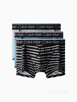 Calvin Klein 22秋冬男三条装循环LOGO腰边棉质透气贴身平角内裤NP2421O