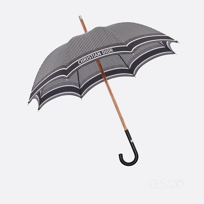 Walk'n'Dior 雨伞 黑色和白色帆布千鸟格纹图案