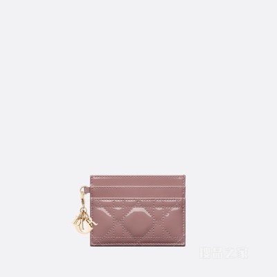 Lady Dior 五格卡夹 牡丹粉色漆皮牛皮革藤格纹