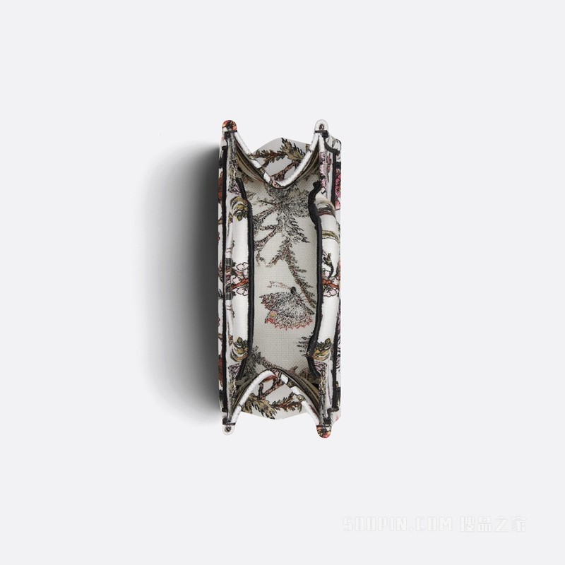 小号 Book Tote 手袋 白色面料多色 Dior Jardin Botanique 图案刺绣 (26.5 x 21 x 14 cm)