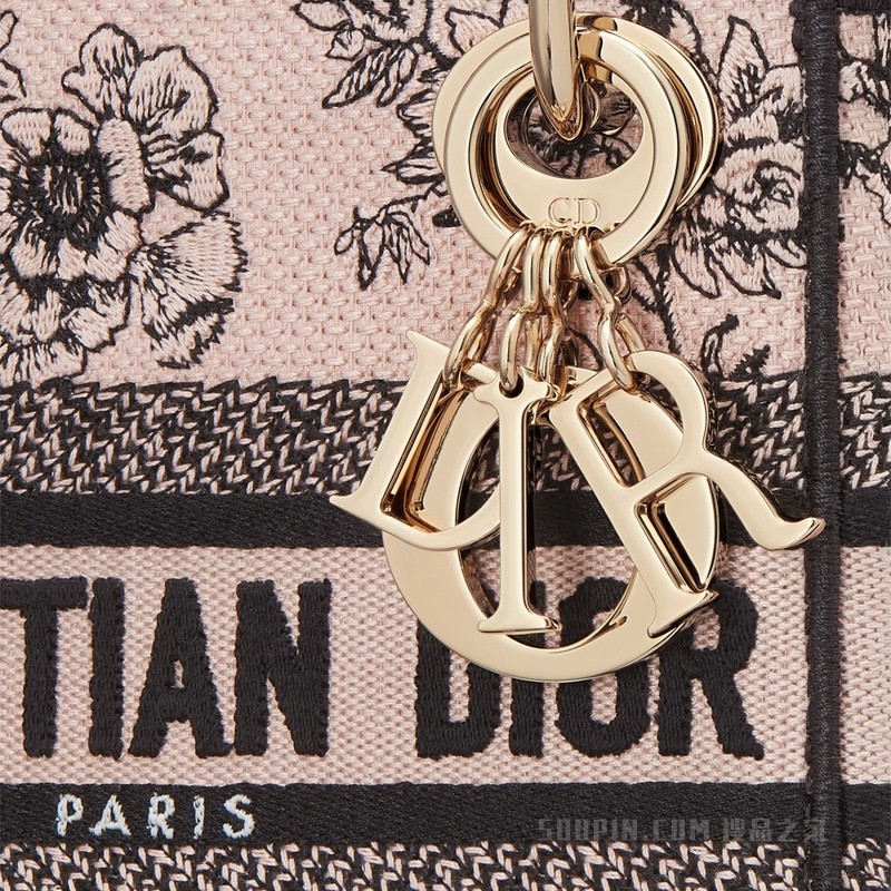迷你 Lady D-Lite 手袋 胭脂粉色 Dior Jardin Botanique 图案刺绣