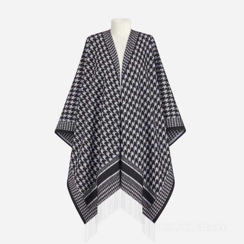 30 Montaigne 披风 黑色和白色山羊绒面料