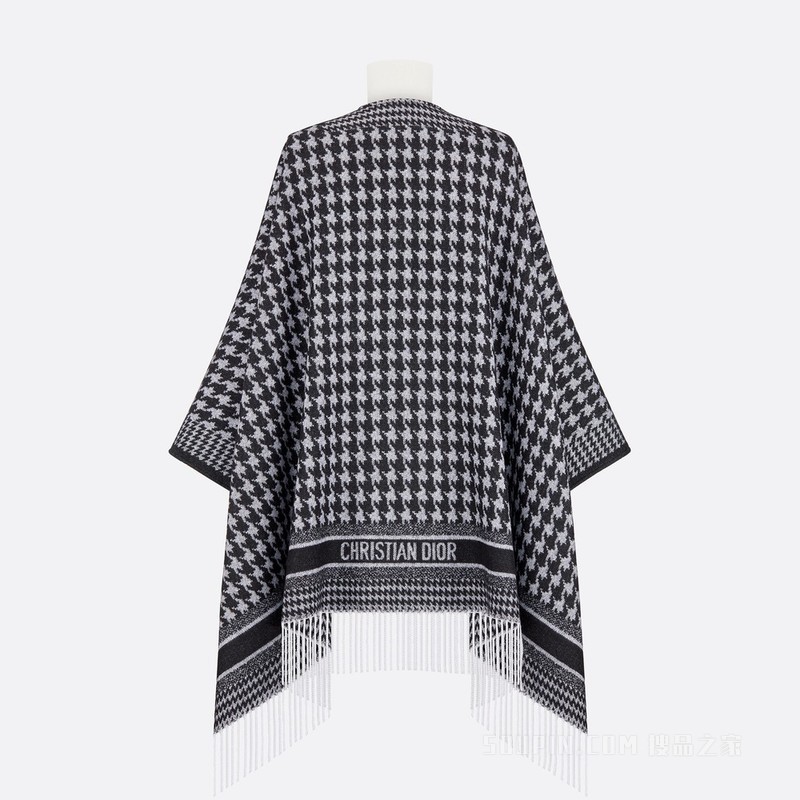 30 Montaigne 披风 黑色和白色山羊绒面料