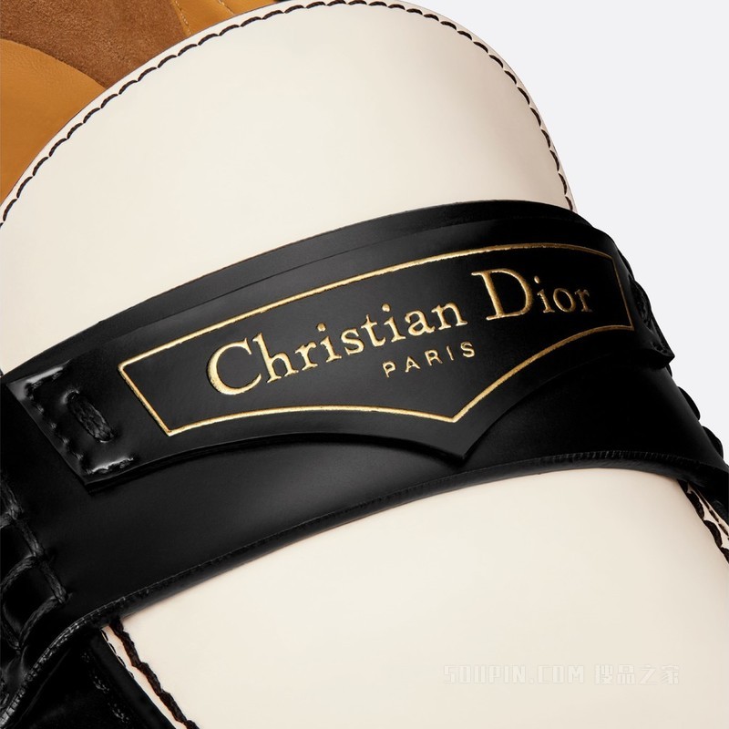 Dior Boy 乐福鞋 黑色和白色磨砂牛皮革