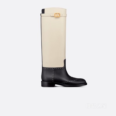 Dior Empreinte 靴子 黑色和白色牛皮革搭配装饰性孔眼