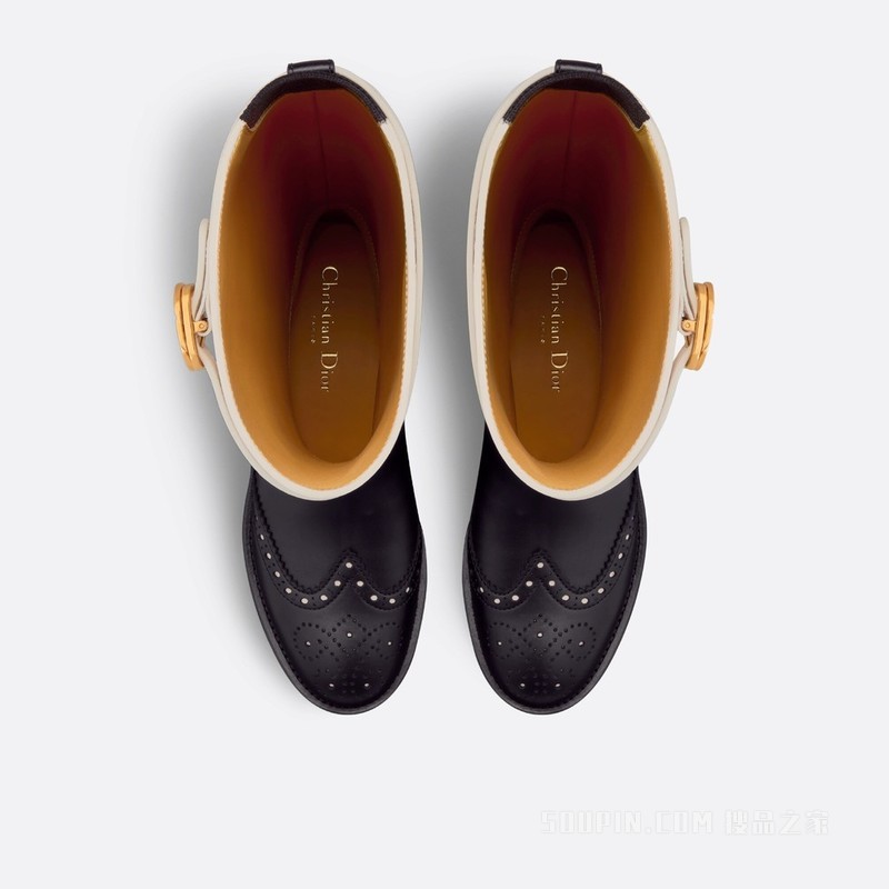 Dior Empreinte 靴子 黑色和白色牛皮革搭配装饰性孔眼
