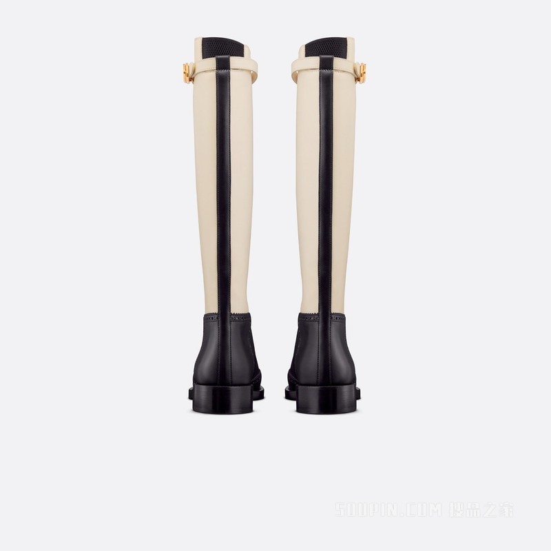Dior Empreinte 靴子 黑色和白色牛皮革搭配装饰性孔眼