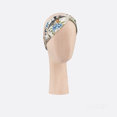 Dior 印花发带 白色桑蚕丝斜纹面料多色 Dior Jardin d'Hiver 印花