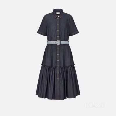 Denim Couture 衬衫式连衣裙 蓝色棉质牛仔布