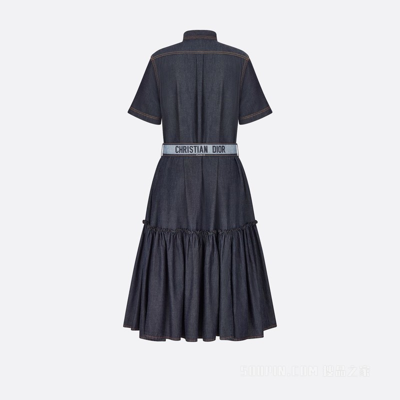 Denim Couture 衬衫式连衣裙 蓝色棉质牛仔布