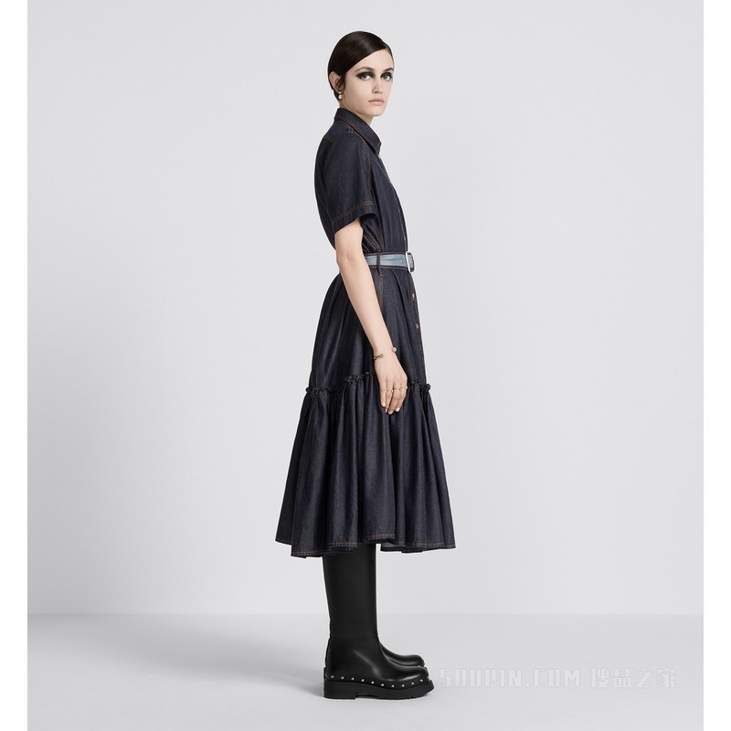 Denim Couture 衬衫式连衣裙 蓝色棉质牛仔布