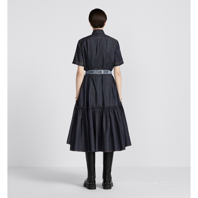 Denim Couture 衬衫式连衣裙 蓝色棉质牛仔布