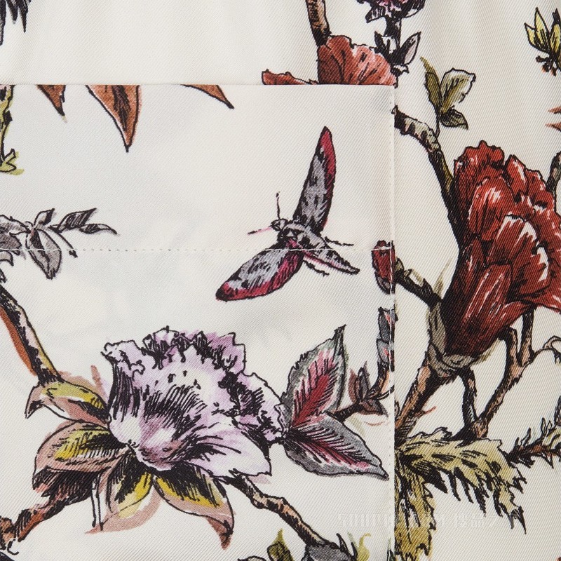 Dior Chez Moi 长裤 米白色桑蚕丝斜纹面料多色 Dior Jardin Botanique 图案