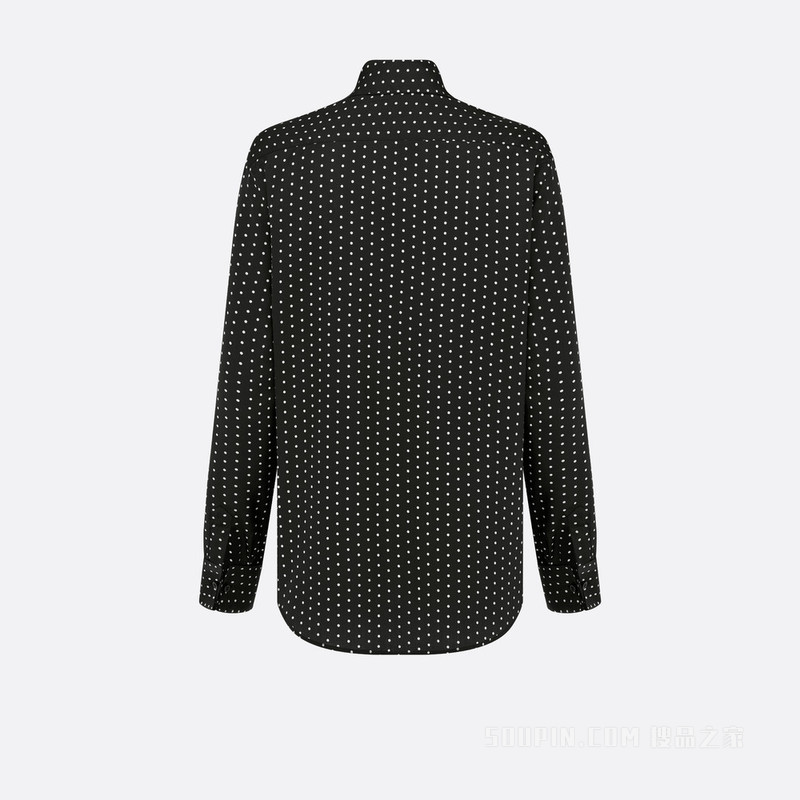 宽领结衬衫 黑色桑蚕丝面料白色 Dior Dots 图案