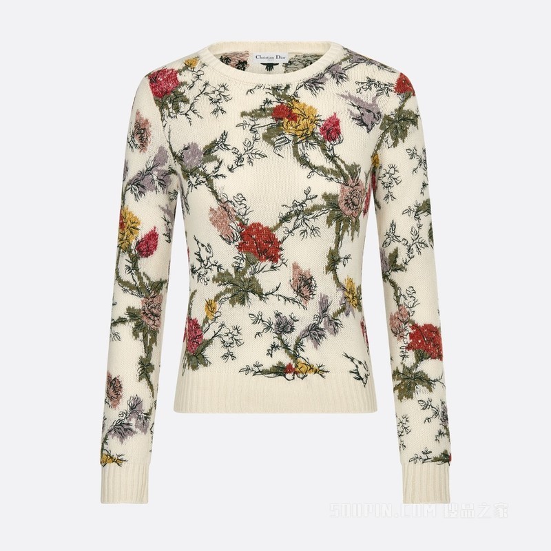 针织衫 米白色山羊绒织物多色 Dior Jardin Botanique 图案
