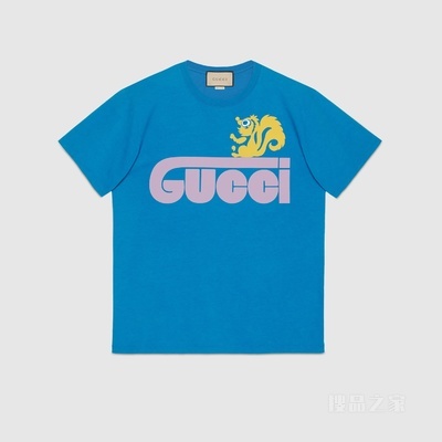复古Gucci臭鼬印花T恤 宝蓝色