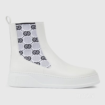 男士GG针织短靴 白色皮革