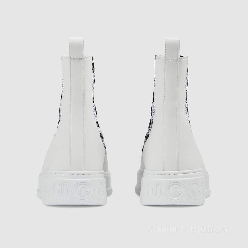 男士GG针织短靴 白色皮革