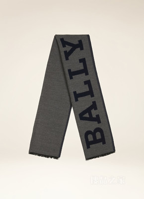 Bally 1851 围巾 灰色羊毛混纺围巾