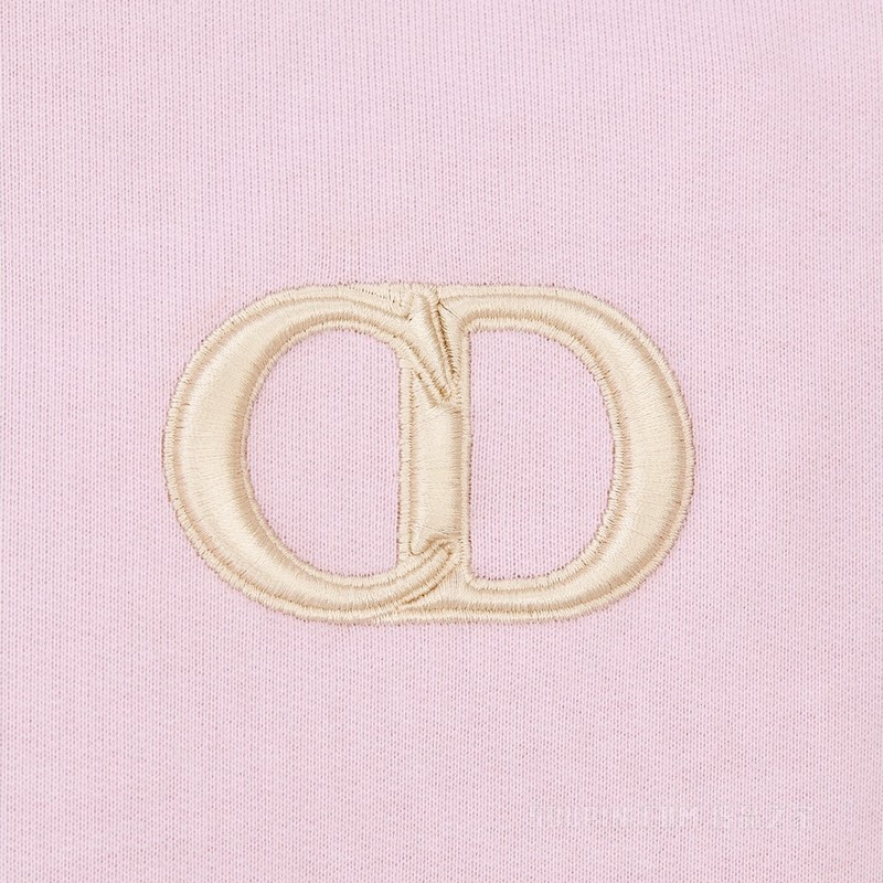 连帽运动衫 淡粉色棉质起绒面料“CD Icon”标志
