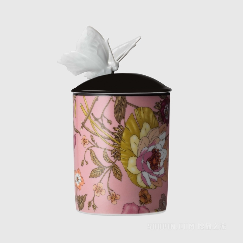 Inventum香氛花卉印花中号蜡烛 浅粉色Richard Ginorii瓷罐