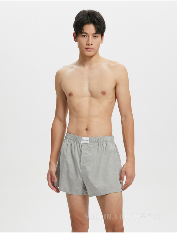 Calvin Klein 22秋冬男士舒适棉质LOGO布标宽松平角家居短裤睡裤NB3322