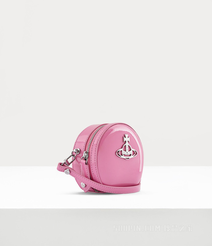Shiny Patent Mini Round Crossbody Bag