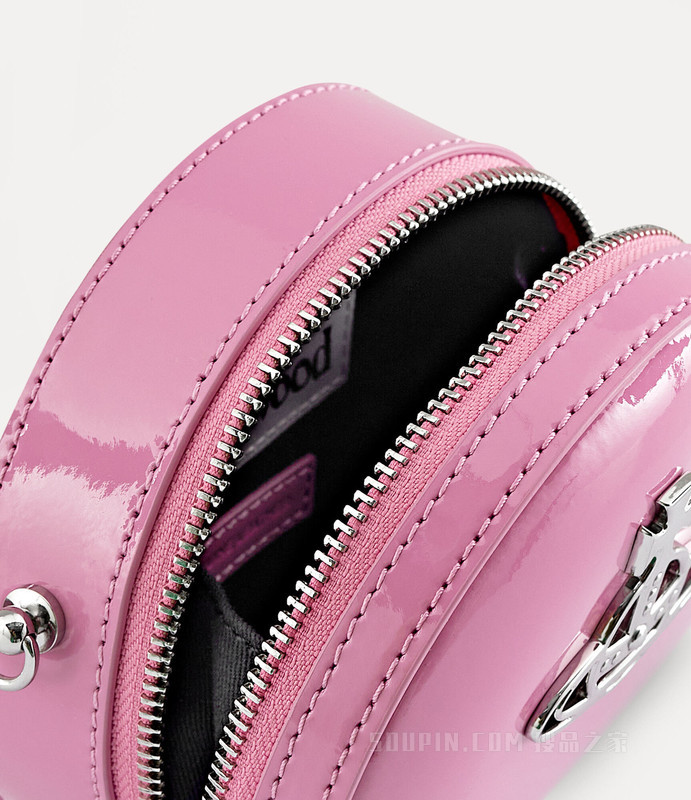 Shiny Patent Mini Round Crossbody Bag