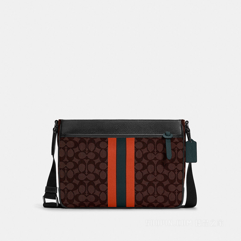 经典标志提花织物VARSITY条纹THOMPSON斜挎包 QBT0A