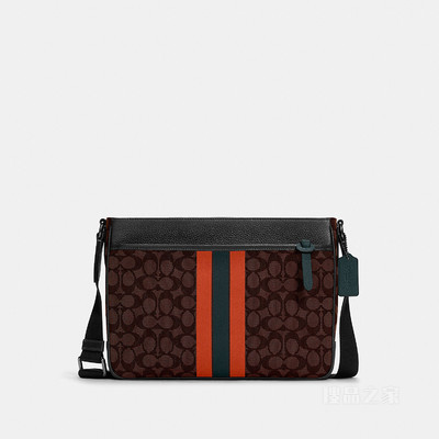 经典标志提花织物VARSITY条纹THOMPSON斜挎包 QBT0A