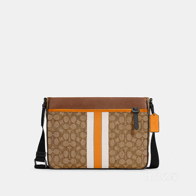 经典标志提花织物VARSITY条纹THOMPSON斜挎包 QBT0A