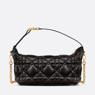 小号 Nomad 手袋 黑色牛皮革超大藤格纹