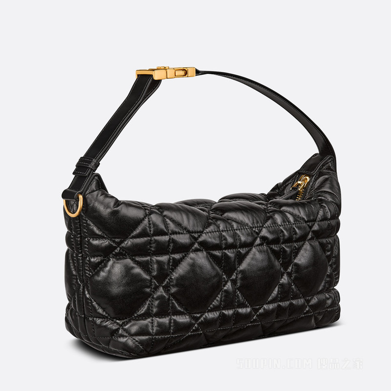 小号 Nomad 手袋 黑色牛皮革超大藤格纹