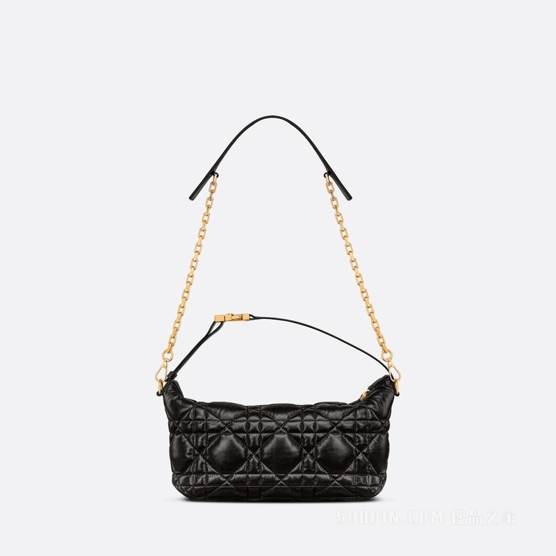 小号 Nomad 手袋 黑色牛皮革超大藤格纹