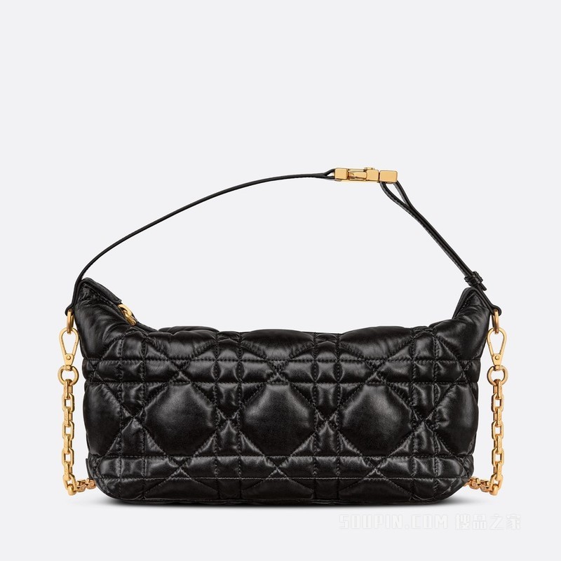 小号 Nomad 手袋 黑色牛皮革超大藤格纹