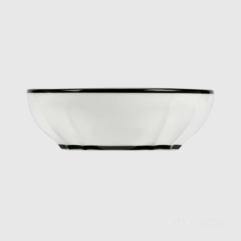 腊叶印花深盘两件套 黑色和白色瓷质