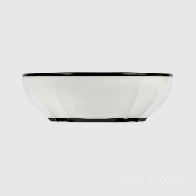 腊叶印花深盘两件套 黑色和白色瓷质