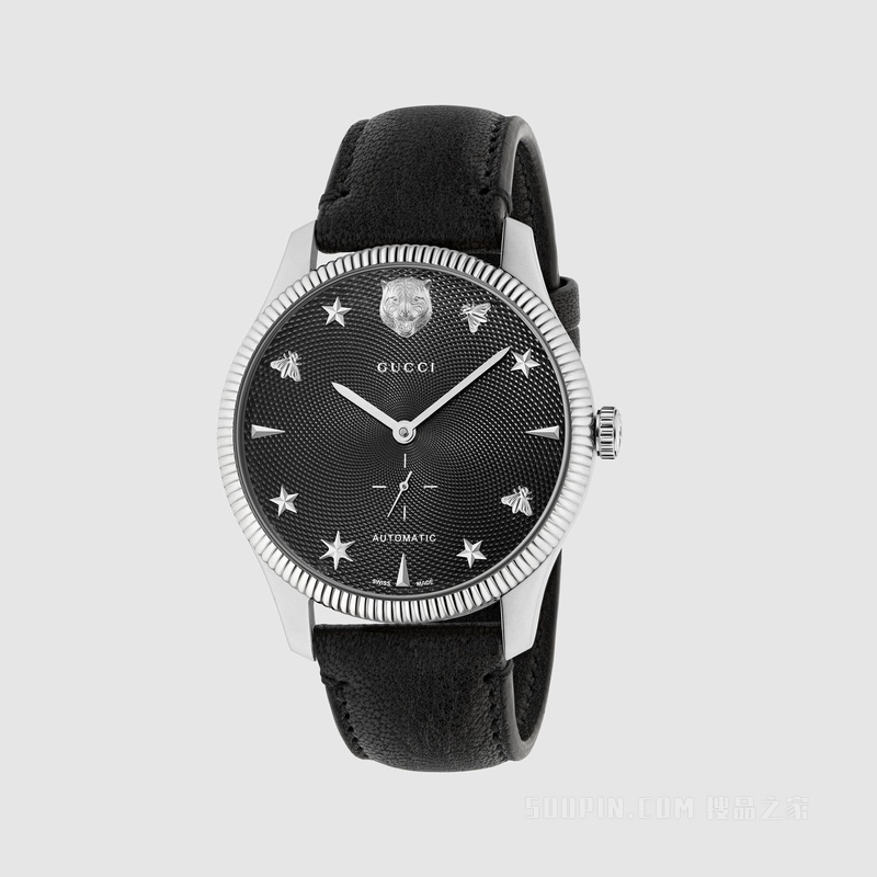 G-Timeless系列腕表，40毫米 黑色皮革