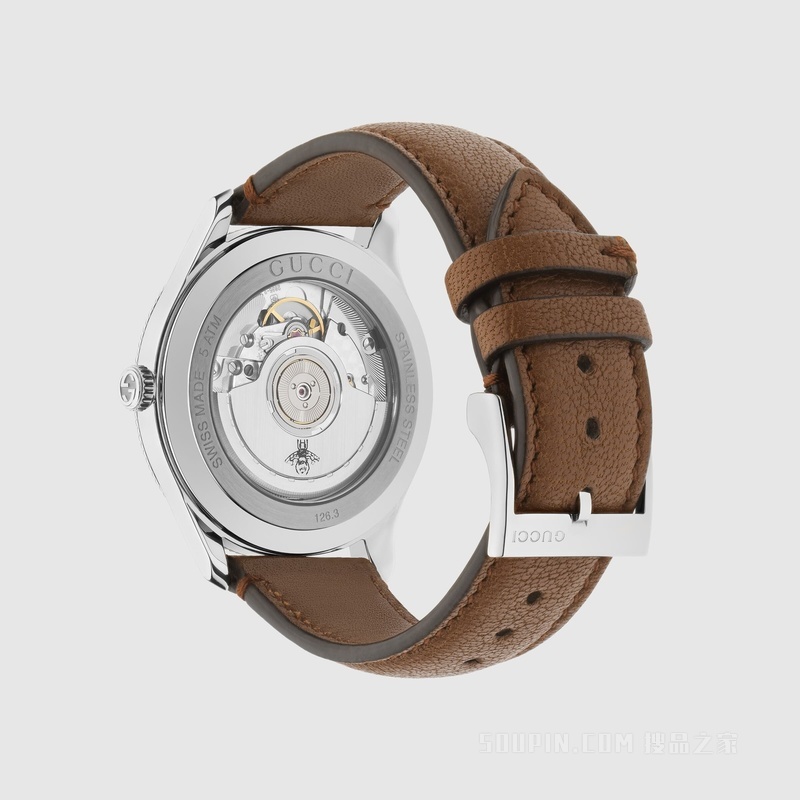 G-Timeless系列腕表，40毫米 棕色皮革
