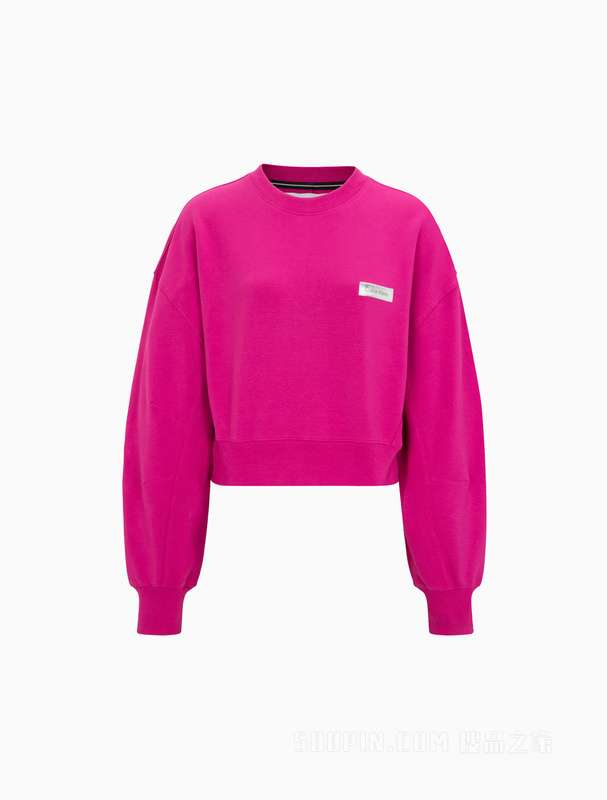 Calvin Klein 22秋冬新款女士时尚幻影LOGO灯笼袖圆领短卫衣J220969