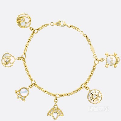 Rose des Vents 手链 黄色 18K 金、钻石和珍珠母贝装饰