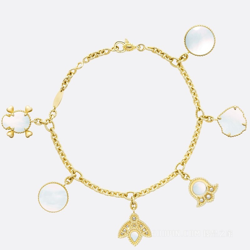 Rose des Vents 手链 黄色 18K 金、钻石和珍珠母贝装饰